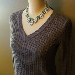 Classic brown lightweight cable knit sweater